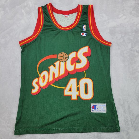 Champion Other - Seattle Supersonics Jersey Men Large Green Vintage Champion USA Shawn Kemp Adult